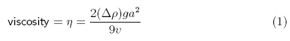 viscosity equation for falling sphere