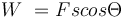 W\ = Fscos\Theta